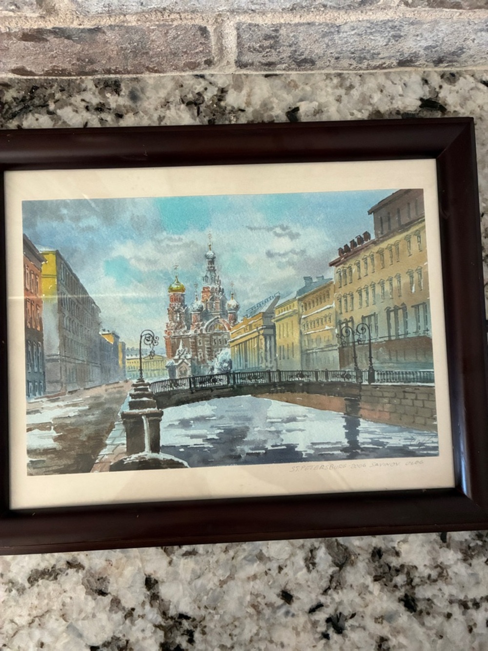 Framed St. Petersburg Watercolor Print Signed Saninov 2006